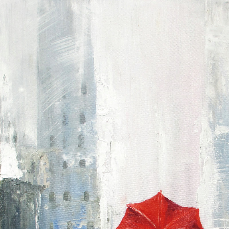 Palette Knife Art "The lovers under the umbrella" Modern Oil Paintings Gift For Lovers